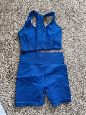 Women’s Seamless Ribbed Active Set - Royal Blue